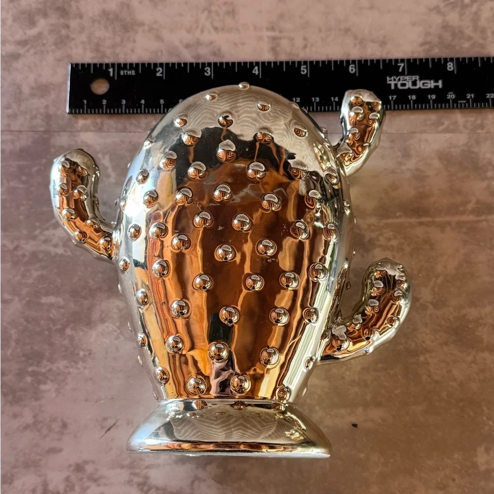 Gold Ceramic Cactus Accent Sculptures - Decorative Home Accents